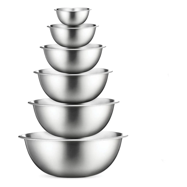 finedine Mixing Bowls Set - 6-Piece Easy Grip Stainless Steel - Baking, Cooking, Salad - Large, Medium, Small - #1 Best Seller