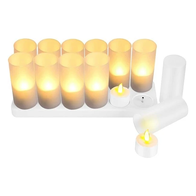 Lot de 12 bougies LED rechargeables avec flamme vacillante - Dcoration pour No