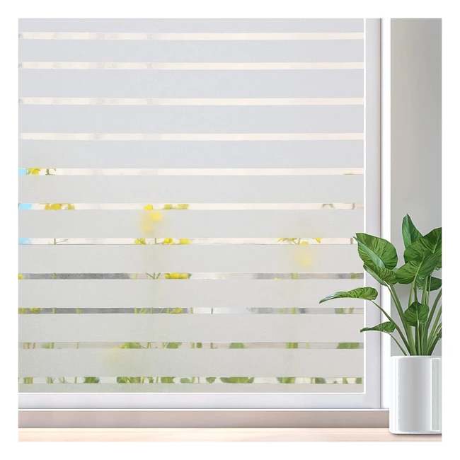 LifeTree Frosted Stripe Window Film - Privacy UV Protection Self-Adhesive - Ho