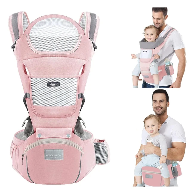 Porte-bébé randonnée avec siège, 6 en 1, ergonomique - Rose clair