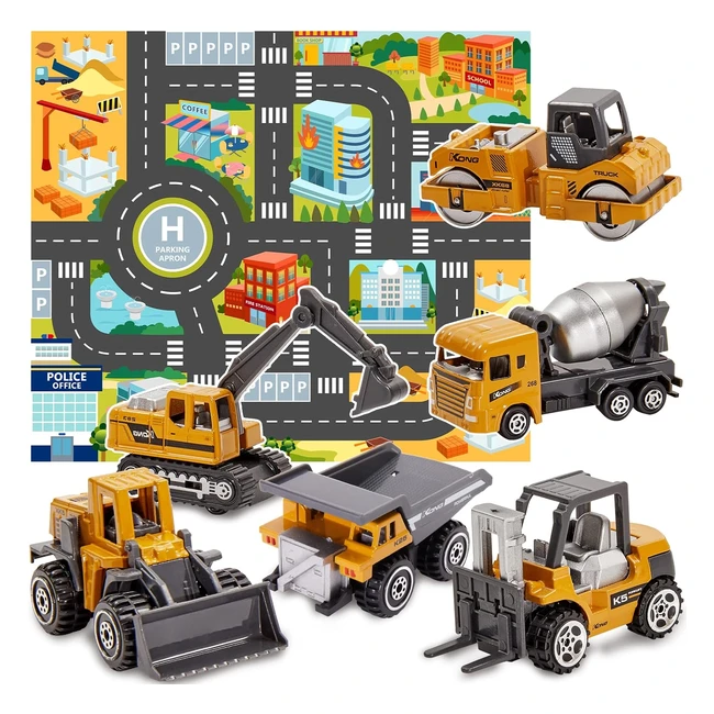 Jouet Tracteur Tractopelle Benne Métal - Engins de Chantier Voiture Miniature - Cadeau Enfant Garçon Fille 3 ans