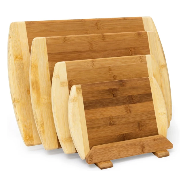 Lot de 4 planches en bois de bambou bicolores avec support - Relaxdays 10019154