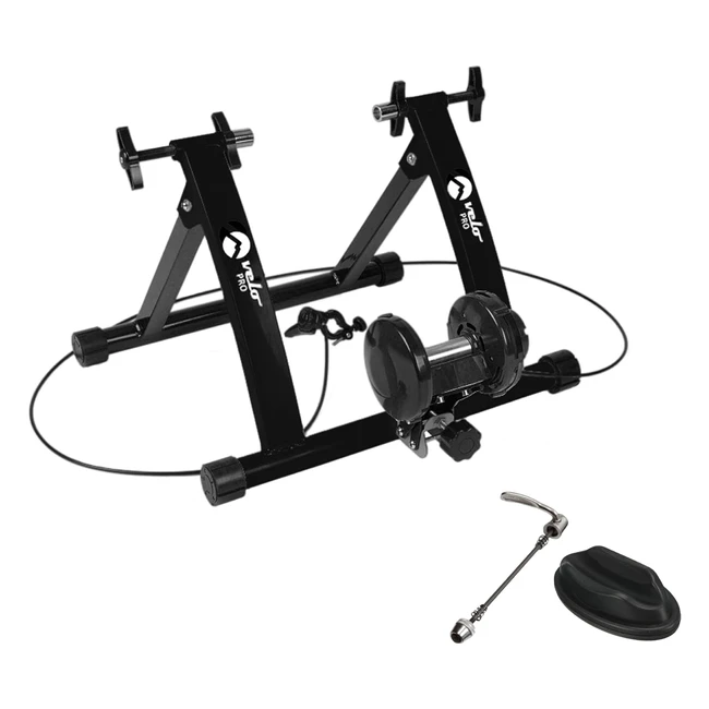 Velo Pro Turbo Trainer - Variable Resistance Magnetic Indoor Bike Trainer - Folding Steel Frame - 26-28 700c Wheels
