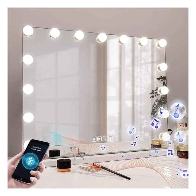 Hansong Hollywood Vanity Mirror - Large 15 Dimmable LED Bulbs - USB Charging - T