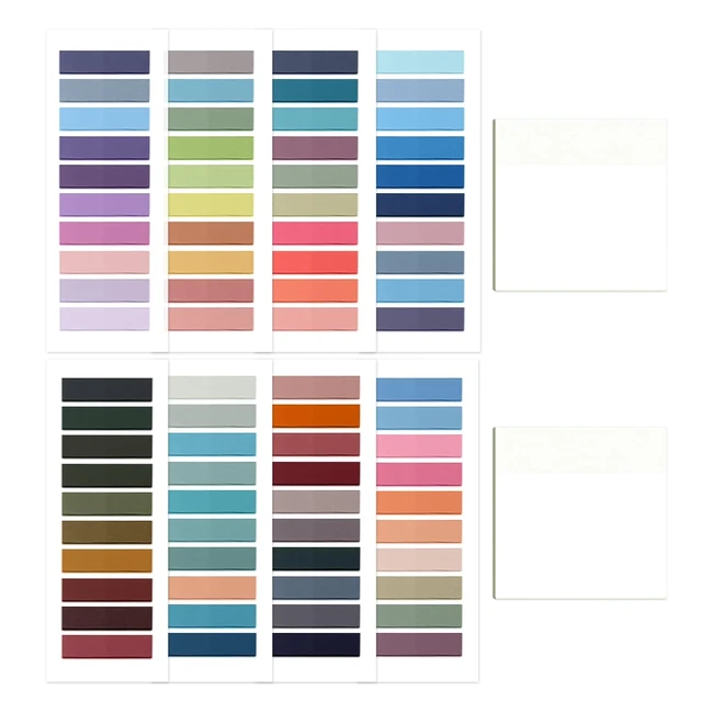 Vegcoo 1700 pièces Marque-Page Adhésif Index Tabs en 80 couleurs + Sticky Notes transparentes