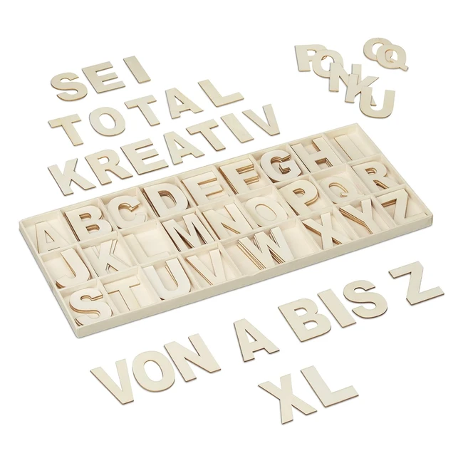 Lot de 104 lettres en bois majuscules XL - Relaxdays