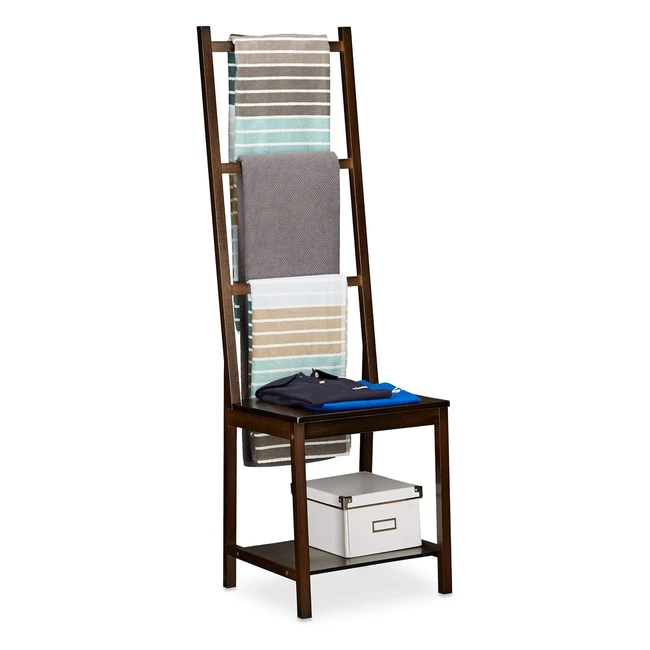 Porte-serviettes en bambou Relaxdays 133x40x42cm - Rangement pour salle de bain et chambre