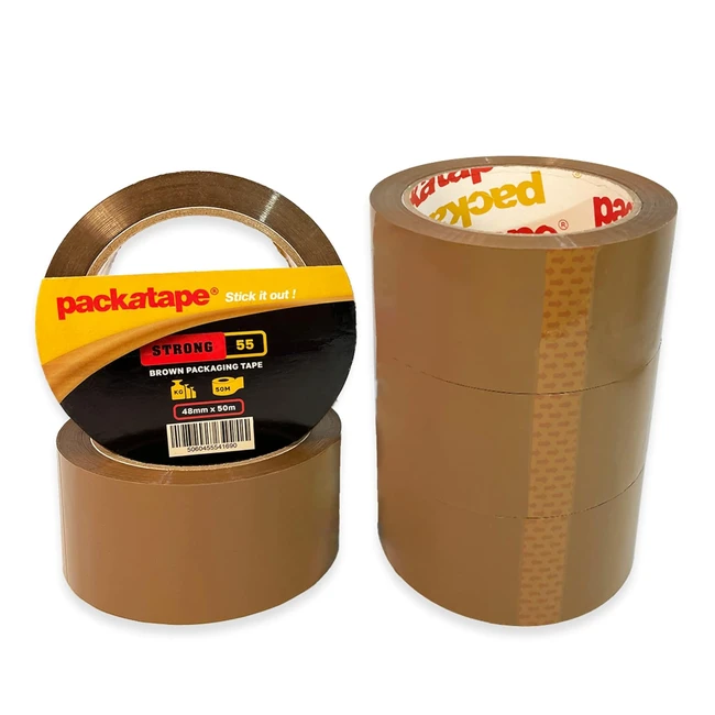 Packatape Strong Packing Tape - 5 Rolls - Brown - 48mm x 50m - Ideal for Parcel 