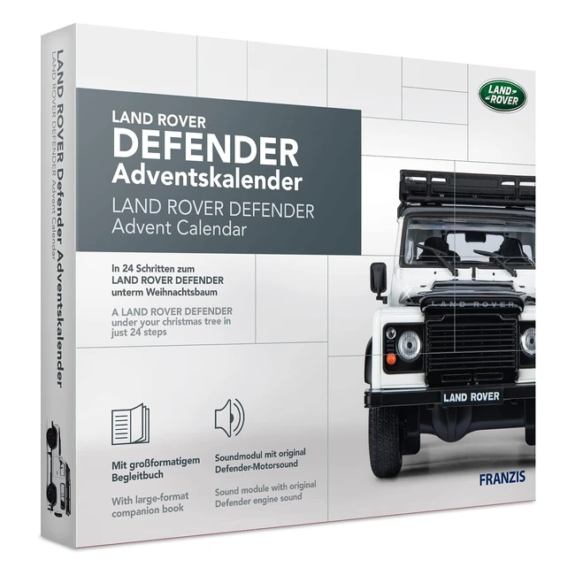 Calendario dell'avvento Land Rover Defender Kit di Montaggio in Metallo 1:43 Modulo Sonoro e Libretto 50 Pagine