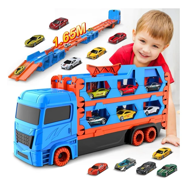 Vatos Transport Truck Toys Cars for Boys Ages 3-6 | Portable Race Track | Best Gift
