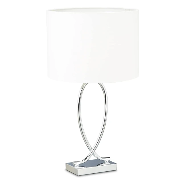 Lampada da tavolo Relaxdays 10022850 - Argento, Paralume tondo, Struttura in ferro - HLP 36x28x28 cm - Bianco