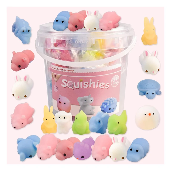 Mochi Mini Squishy Animal Toys - 24 Pcs - Random Party Decoration - High-Quality Materials