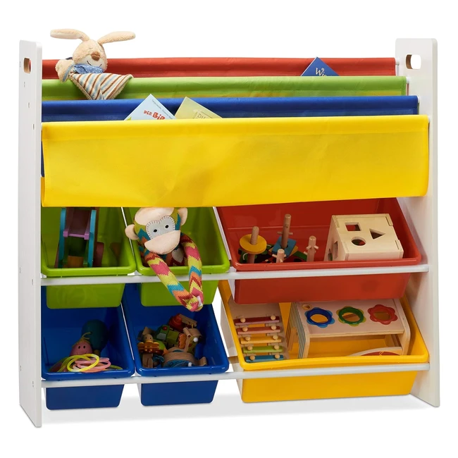 Estantería Infantil Relaxdays con Cajas y Estantes Colgantes - Multicolor - 785 x 86 x 265 cm