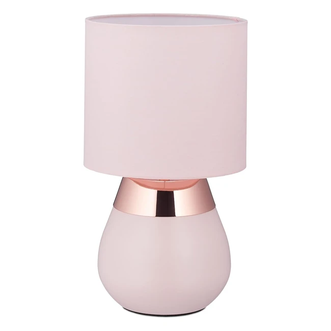 Lampe de Chevet Tactile Rose - Relaxdays - Réf. 123456 - Abatjour en Tissu - Éclairage Salon et Chambre