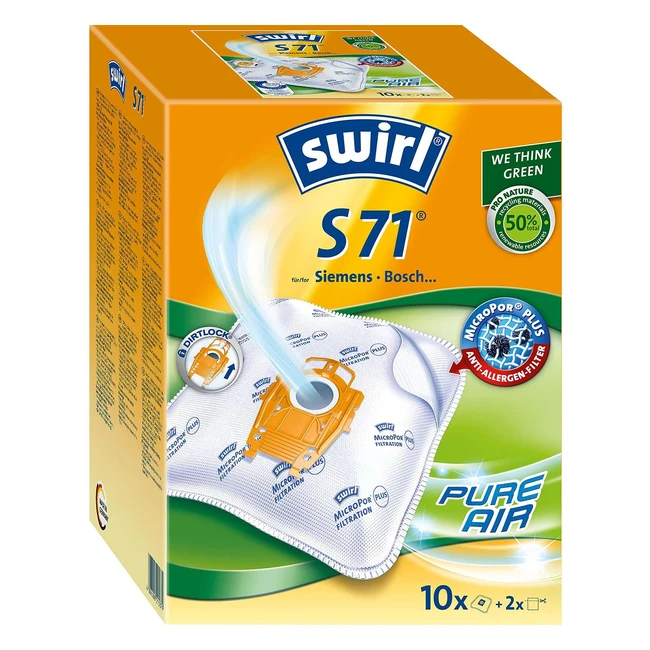 Swirl S71Micropor Plus Sacchetti per Aspirapolvere Siemens e Bosch 10pz Big Pack