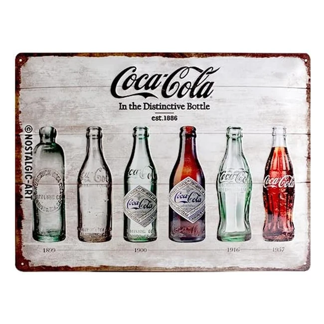 Targa Vintage Cola Bottle Timeline - Idea Regalo per Amanti della Coca - Design Retro per Decorazione 30x40 cm