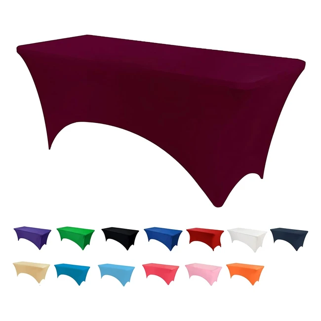 Newthinking Stretch Tablecloth 6ft Spandex Table Covers - Wrinkle Resistant, Washable - Dark Burgundy