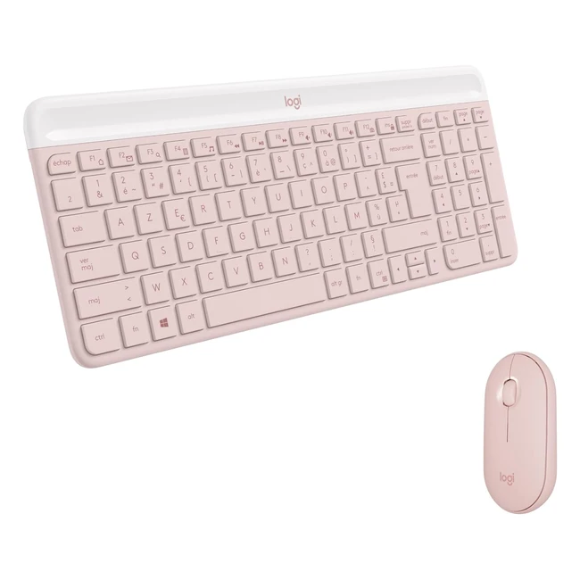 Combo clavier et souris sans fil Logitech MK470 - Compact et moderne - Ultra silencieux - 24 GHz - Windows - Clavier italien QWERTY - Rosa