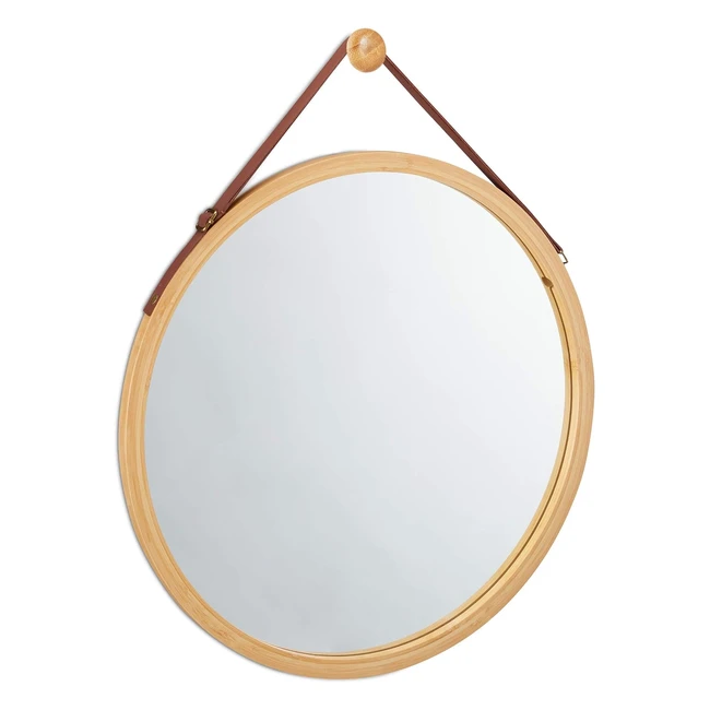 Miroir rond en bambou relaxdays 10026502 - Moderne et naturel - 45 x 60 cm