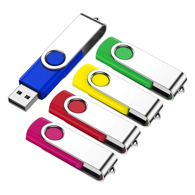 Cle USB 4 Go Kroceus - Lot de 5 - Stockage Flash Drive - Rotation Disque - Clef USB 20