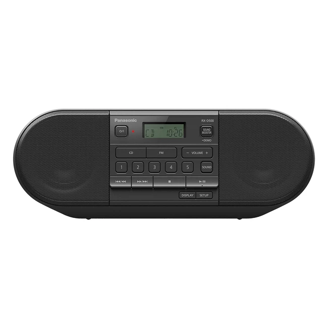 Panasonic RXD500 Portable CD Radio, 20W, Black - Powerful Sound Booster