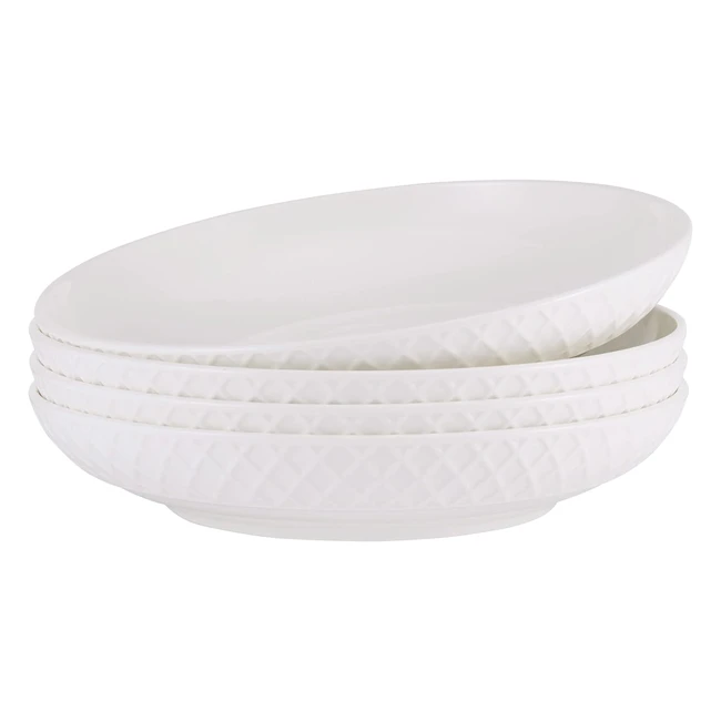 Mikasa Trellis Chip Resistant Pasta Bowls - Set of 4 8-inch White