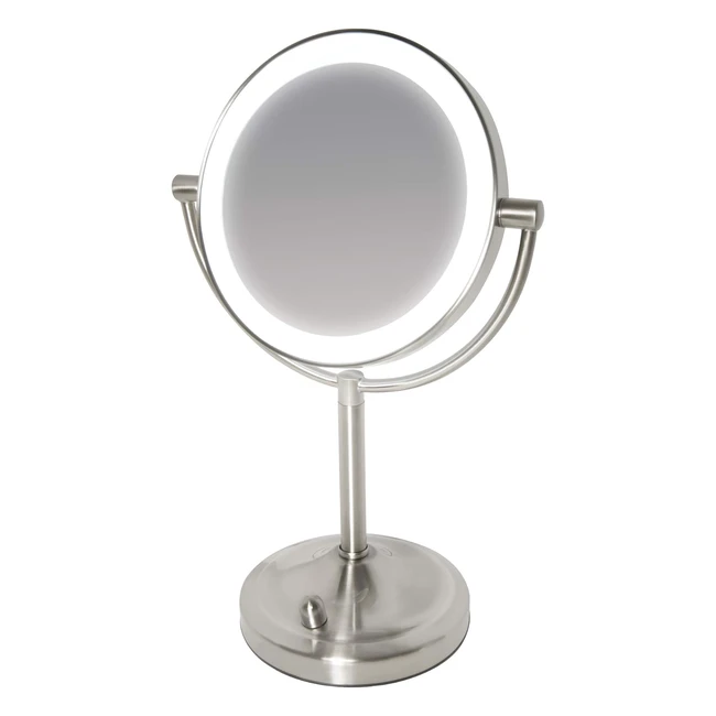 Miroir double face Homedics Beauty Spa avec DEL gradable - Aide parfaite à la coiffeuse et à la salle de bain - Éclairage pour application maquillage et coiffage - Grossissement normal et 7x sans faille - Tout angle