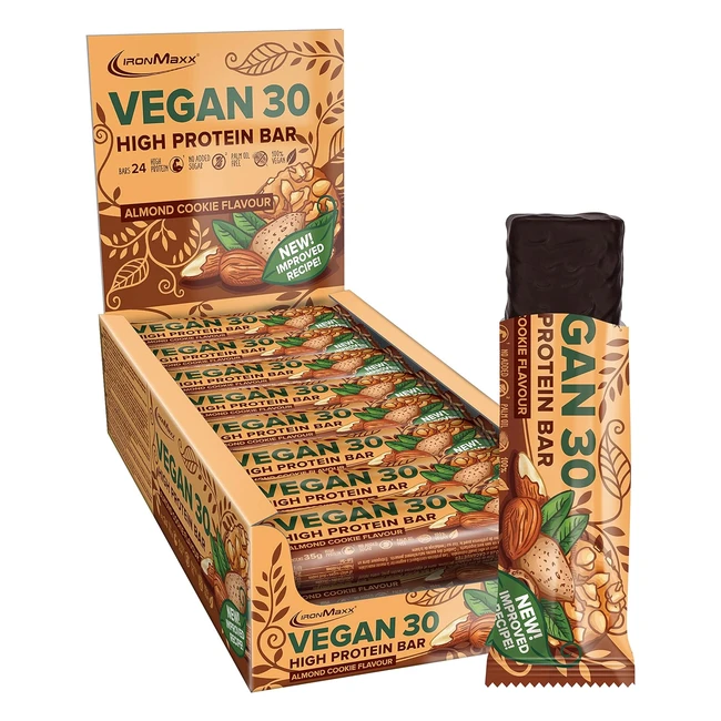 Vegan Proteinriegel 30er Tray | IronMaxx | 26g Protein, 0,5g Zucker | Palmölfrei