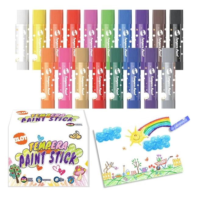 Set Tempere Solide Stick 18 Colori Non Tossici - Lavabili per Carta, Vetro, Cartone, Vasi - Blot