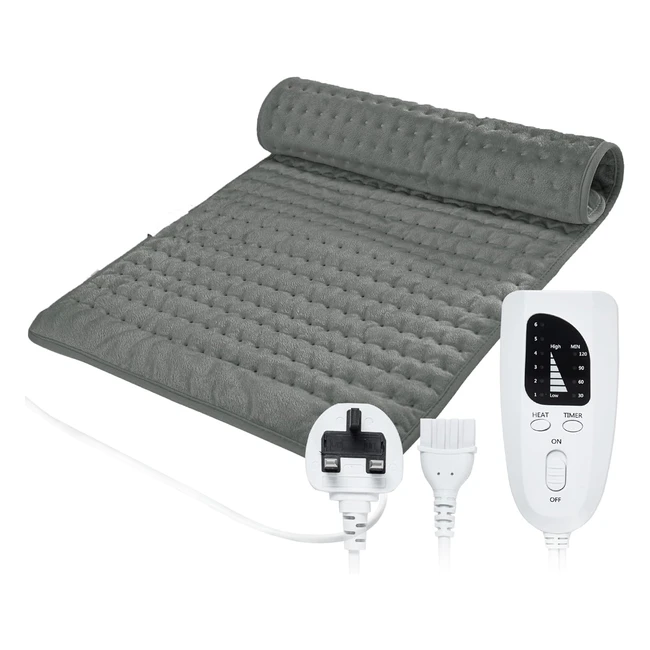 Letitwell Electric Heat Pad - 6 Temp Levels, 4 Time Settings - Back Pain Relief
