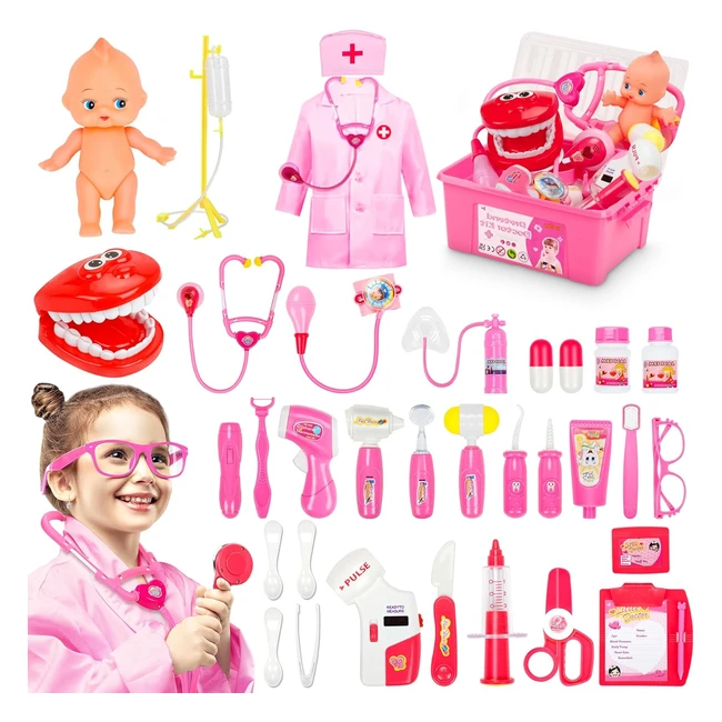 Fivejoy Doctors Set for Kids - Pretend Playset with Nursing Uniform - Age 3-7 - 43pcs