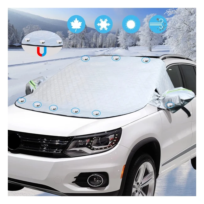 Copri Parabrezza Auto Inverno - Protezione Antighiaccio con 10 Magnete - Anti UV