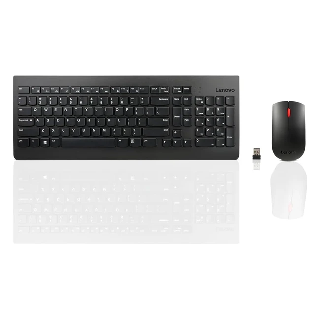 Lenovo 510 Wireless Combo Keyboard Mouse UK English - Spill-Resistant, Compact, 1200 DPI, 12 Months Battery Life
