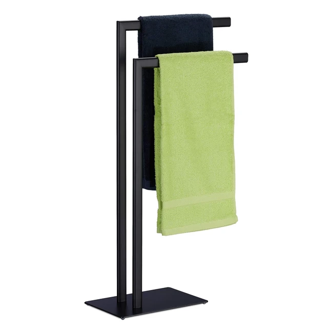 Porte-serviettes autonome Relaxdays avec 2 barres en acier - Hxlxp 81x49x20 cm - Noir