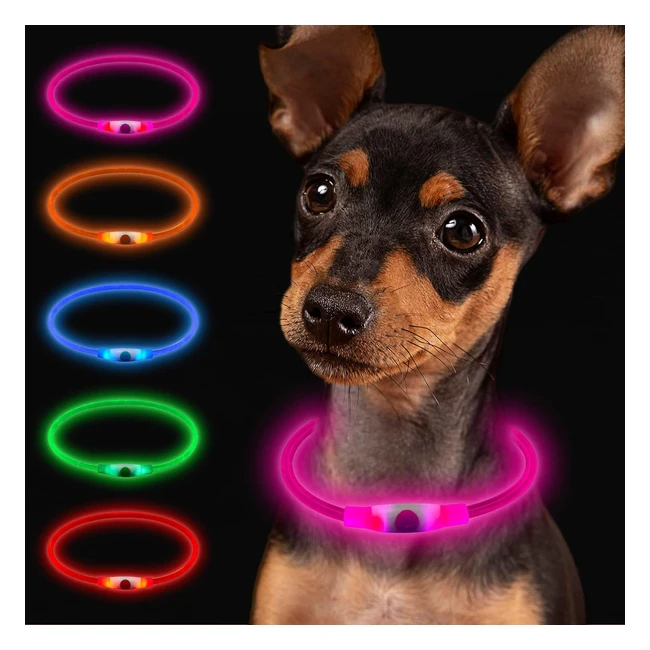 Collare luminoso per cani Larkumio, ricaricabile USB, LED, luce, taglia grande, media, piccola, regolabile