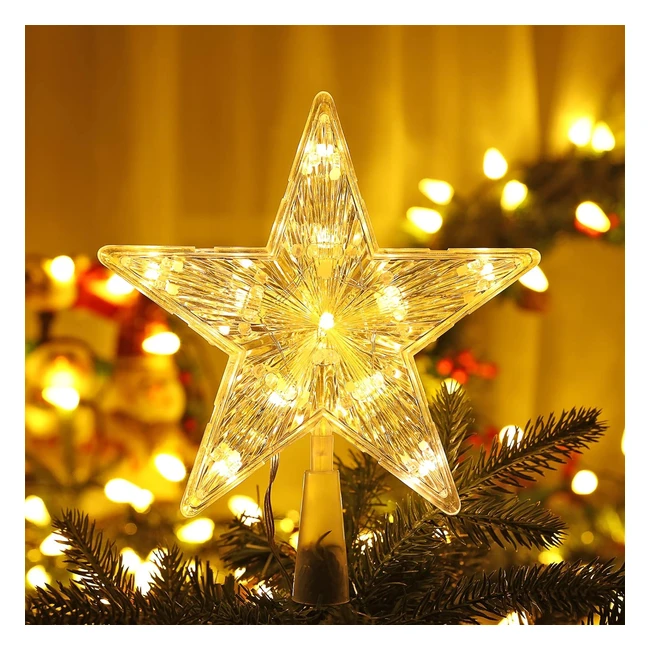 Philzops Albero di Natale Topper Interno 11 LED 194cm - Decorazione Stella Luce Bianco Caldo
