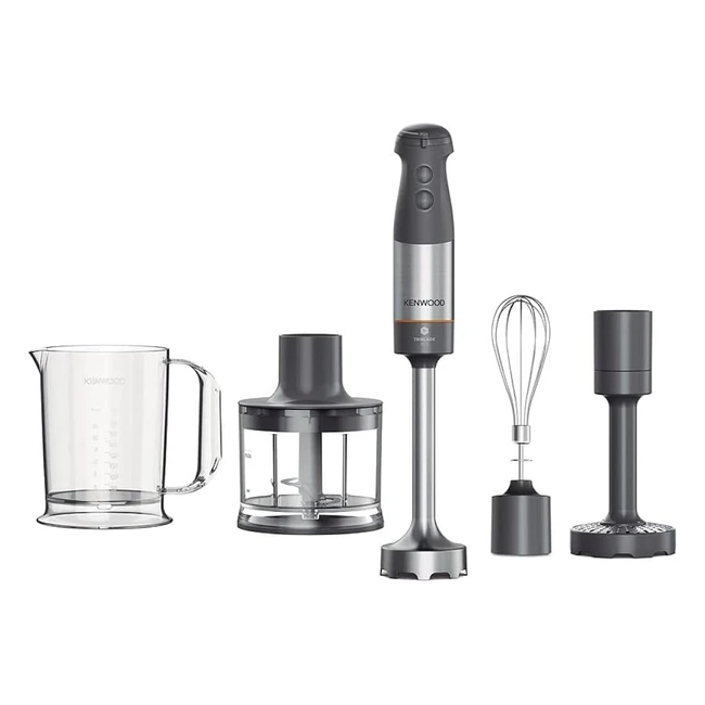 Kenwood Triblade XL Hand Blender Mixer with Antisplash Chopper 500ml Metal Whisk and Masher Attachment HBM60307GY