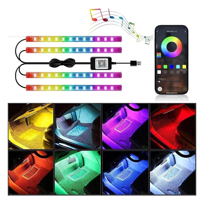 clairage LED Voiture Intrieur RGBIC avec 10 Modes Musicaux  200 Options de 