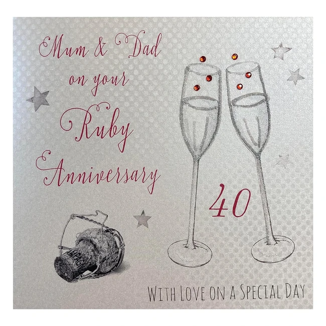 Carte anniversaire de noces de rubis pour maman et papa - White Cotton Cards WA40M
