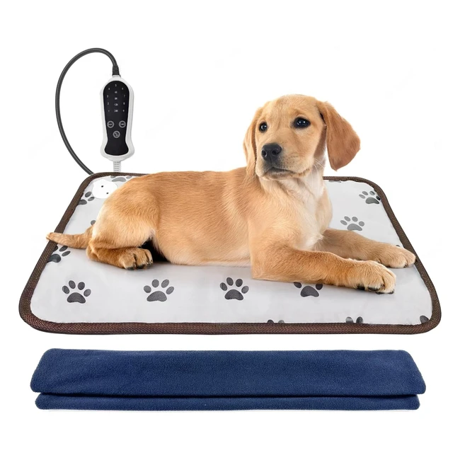 Golopet Pet Heating Pad - Large 17x23in - Waterproof Electric Heated Mat - Removable Blue Plush Cover