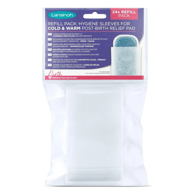 Lansinoh Pack 24 Manicotti Igienici Ricarica per Tamponi Rilievo Postpartum Freddo e Caldo