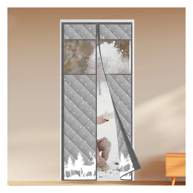 PureJoy Magnetic Thermal Insulated Door Curtain 90210 cm - Waterproof, Soundproof, Christmas Pattern Design