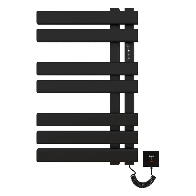 Porte-serviettes électrique intelligent Skylyzh, noir mat, 450x720mm, température réglable, économie d'énergie