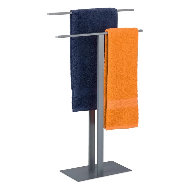 Porte-serviettes T en fer gris Relaxdays - HLP env 82x50x19cm - Salle de bain et