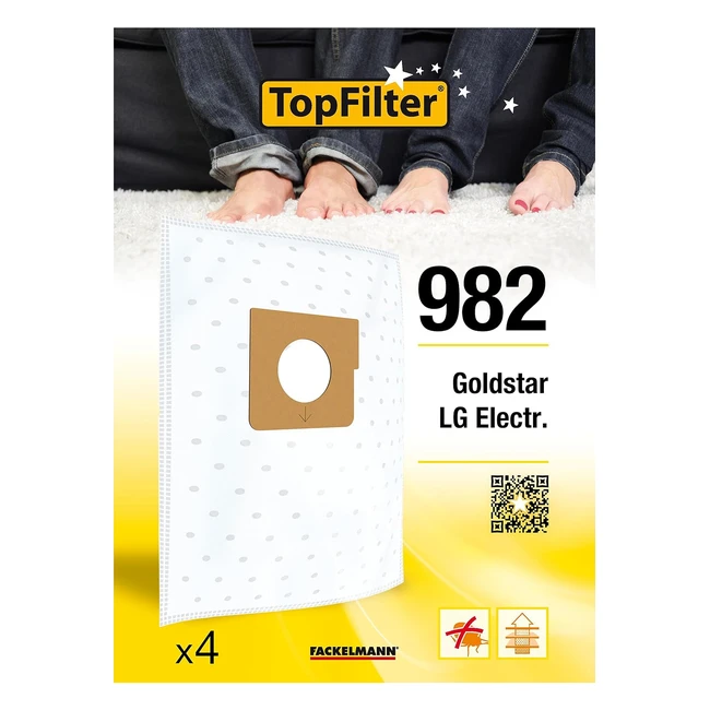 Lot de 4 sacs aspirateur TopFilter 64982 pour Goldstar et LGE - Accessoire aspirateur