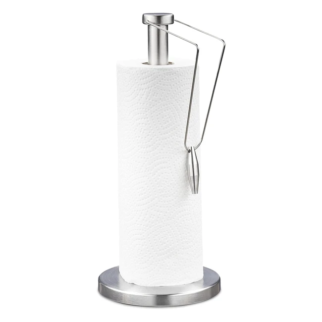 Porte-rouleau papier essuie-tout vertical inox brossé cuisine - HxD 34x15 cm - Argent