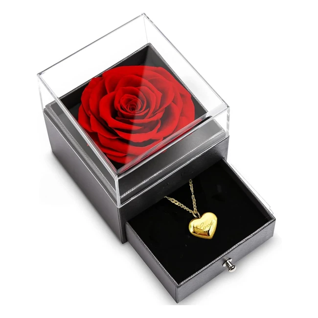 Rose ternelle Willuck avec collier plaqu or 18 carats pour femme - Cadeau po