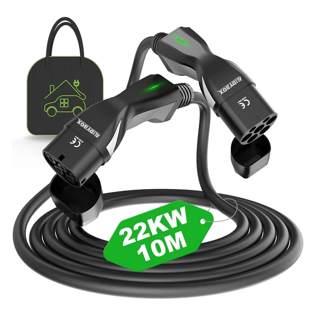 Cable de carga EV tipo 2 32A 22kW 10m - Rápido y estable