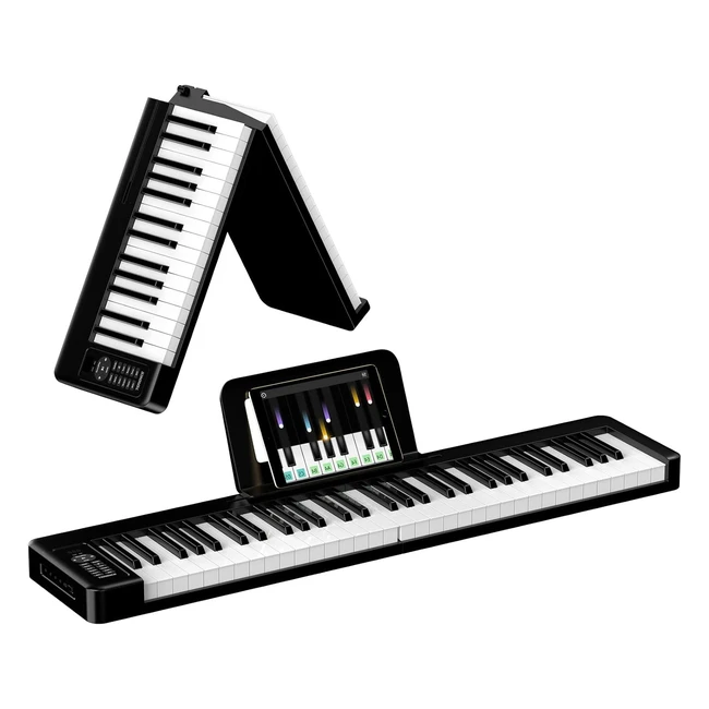Piano numérique pliable Terence 61 touches avec batterie 1750mAh et interface MIDI - Pratique et portable