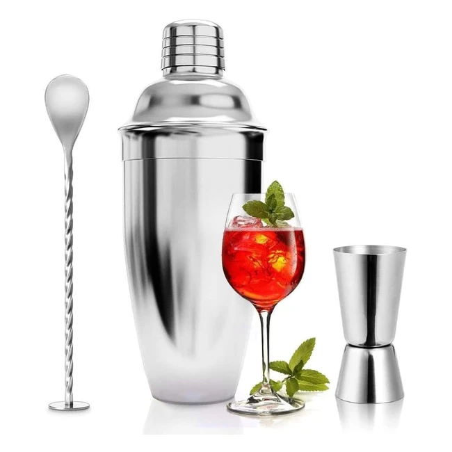 Shaker Cocktail Set Asanmu in Acciaio Inossidabile - Kit da 750ml/1530ml con Jigger e Agitatore - Accessori Professionali per Bar - Regalo Donna Uomo